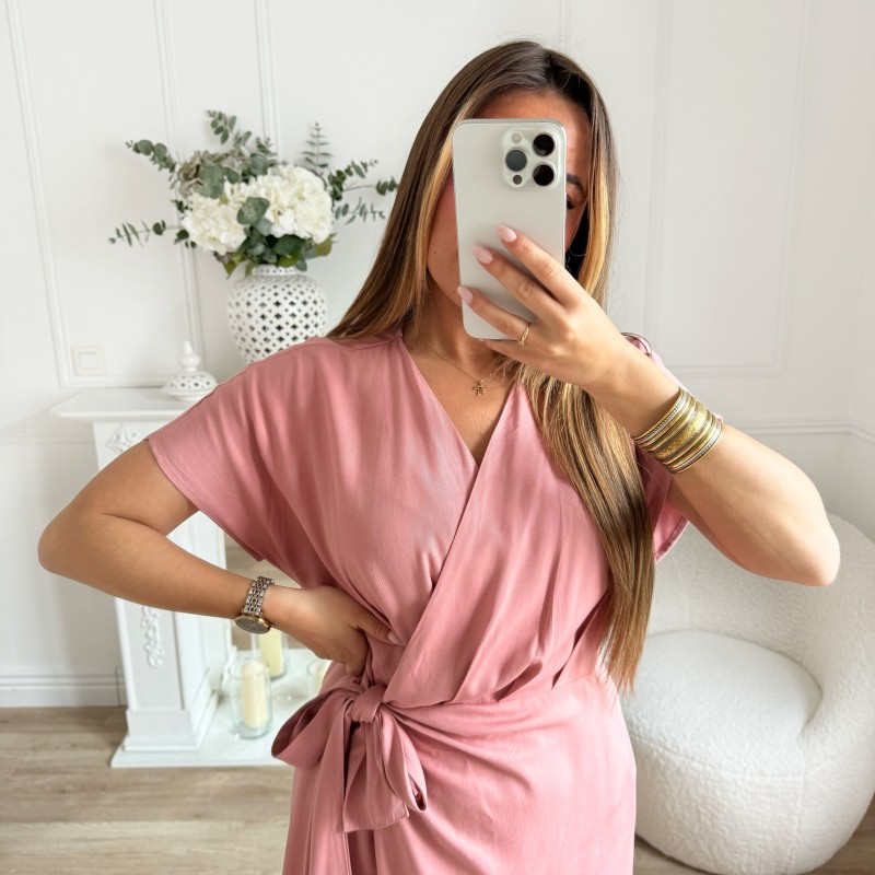ROBE PORTEFEUILLE VIEUX ROSE