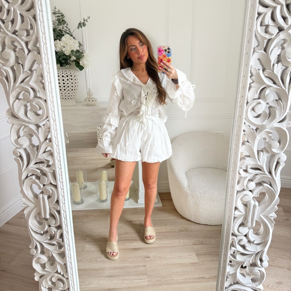 SHORT BOULE BRODERIE BLANC SHORT BOULE BRODERIE BLANC