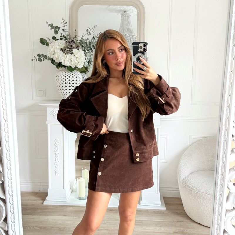 JUPE SHORT DAIM CHOCO JUPE SHORT DAIM CHOCO