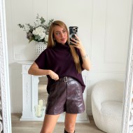 SHORT SIMILI CUIR PRUNE SHORT SIMILI CUIR PRUNE
