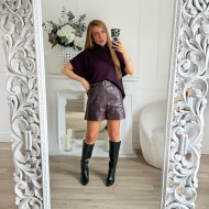 SHORT SIMILI CUIR PRUNE SHORT SIMILI CUIR PRUNE