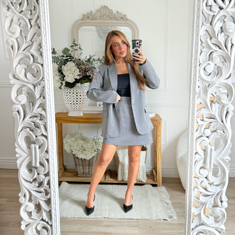 JUPE SHORT GRIS CHINÉ JUPE SHORT GRIS CHINÉ