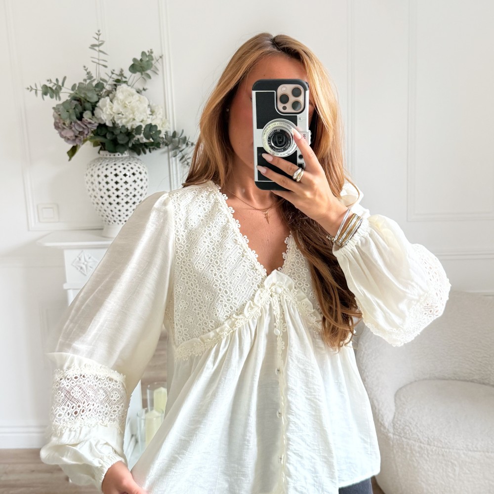 BLOUSE BRODERIE BEIGE