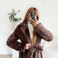 LONG MANTEAU FOURRURE CHOCOLAT
