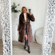 LONG MANTEAU FOURRURE CHOCOLAT