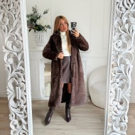 LONG MANTEAU FOURRURE CHOCOLAT