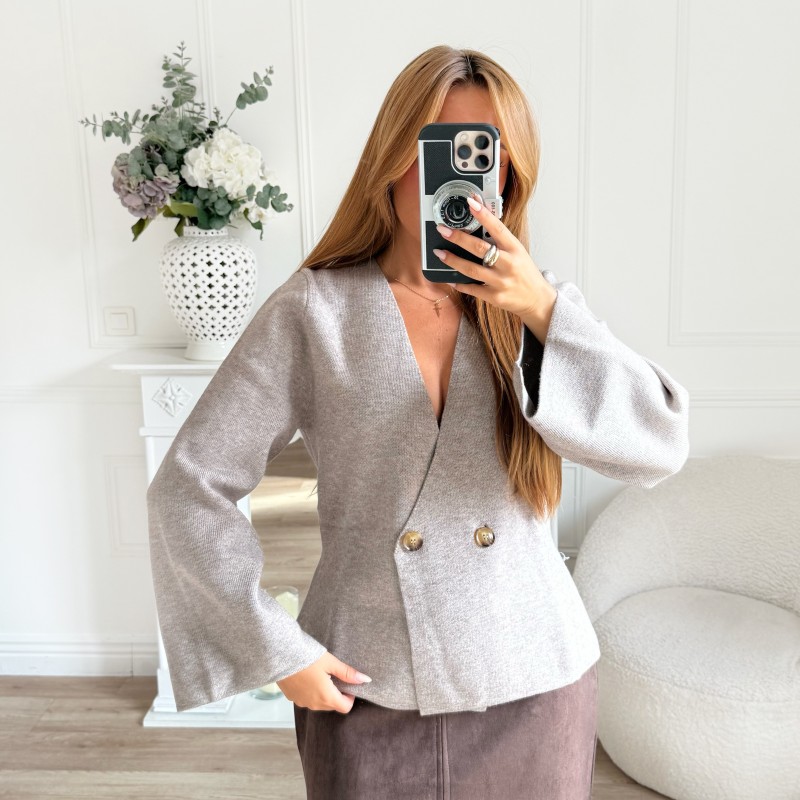 GILET ASYMETRIQUE TAUPE