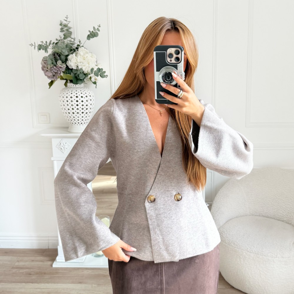 GILET ASYMETRIQUE TAUPE