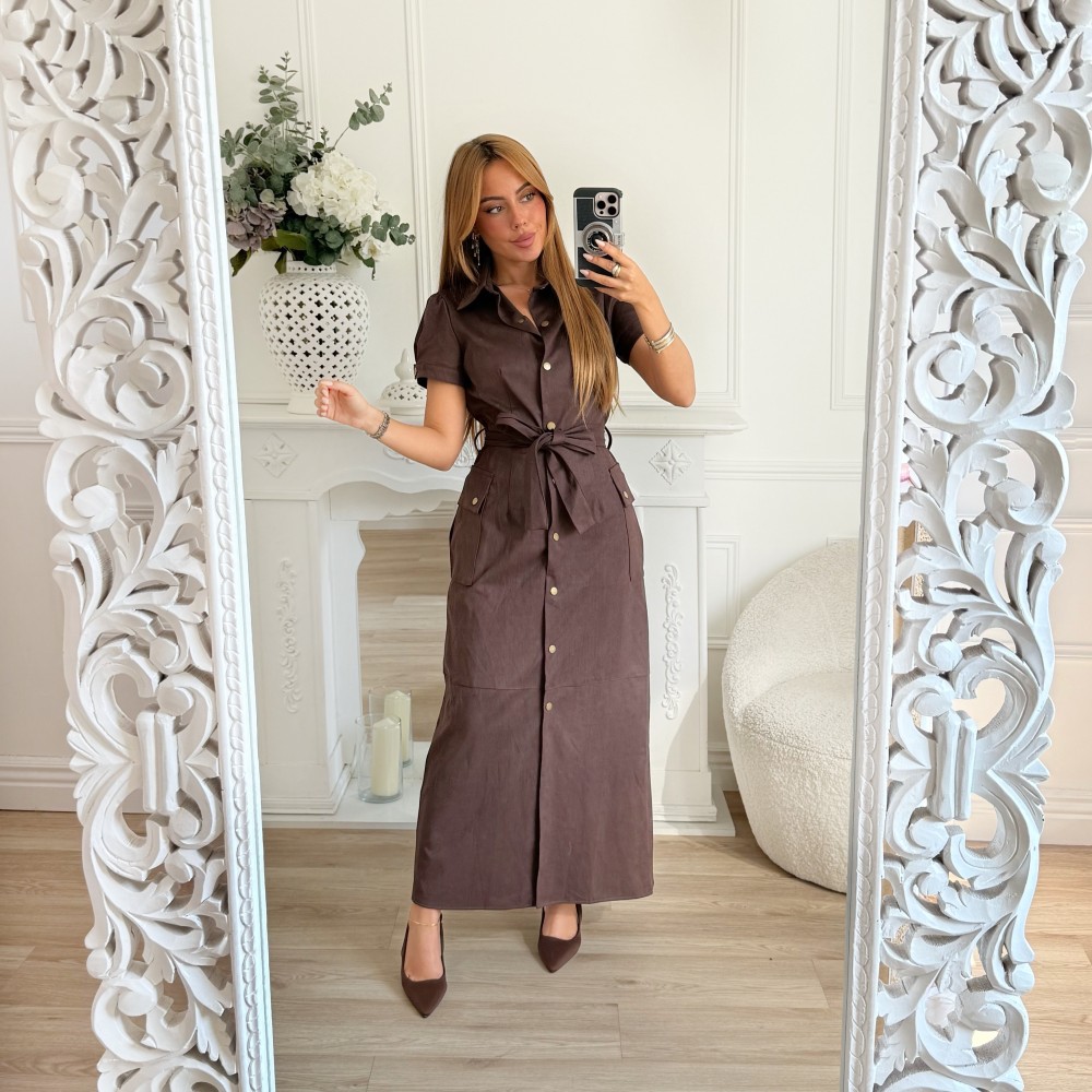 LONGUE ROBE DAIM CHOCO ** PREMIUM