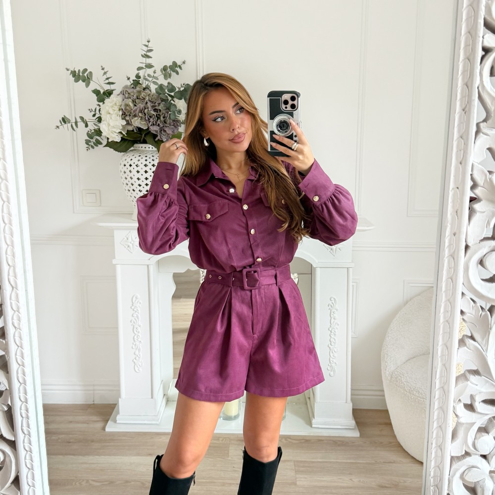 COMBISHORT EN DAIM PRUNE COMBISHORT EN DAIM PRUNE