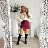 JUPE SHORT SUEDINE BURGUNDY