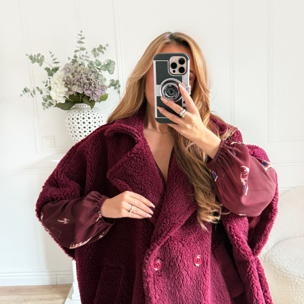 MAXI PONCHO MOUMOUTE BURGUNDY MAXI PONCHO MOUMOUTE BURGUNDY