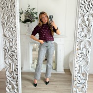 JEAN MOM FIT STRETCH GRIS DÉLAVÉ