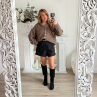 SHORT BLACK AVEC CEINTURE CUIR