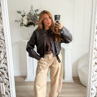 BOMBERS CUIR GRAINÉ CHOCO