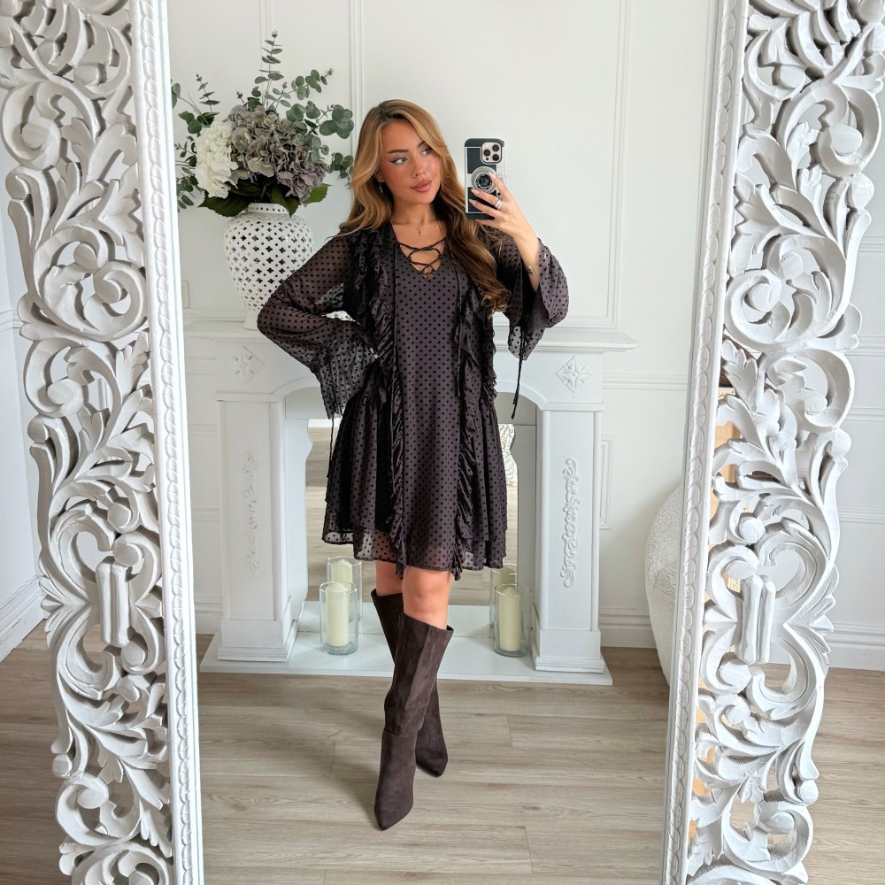 ROBE POIS VOLANTS CHOCO