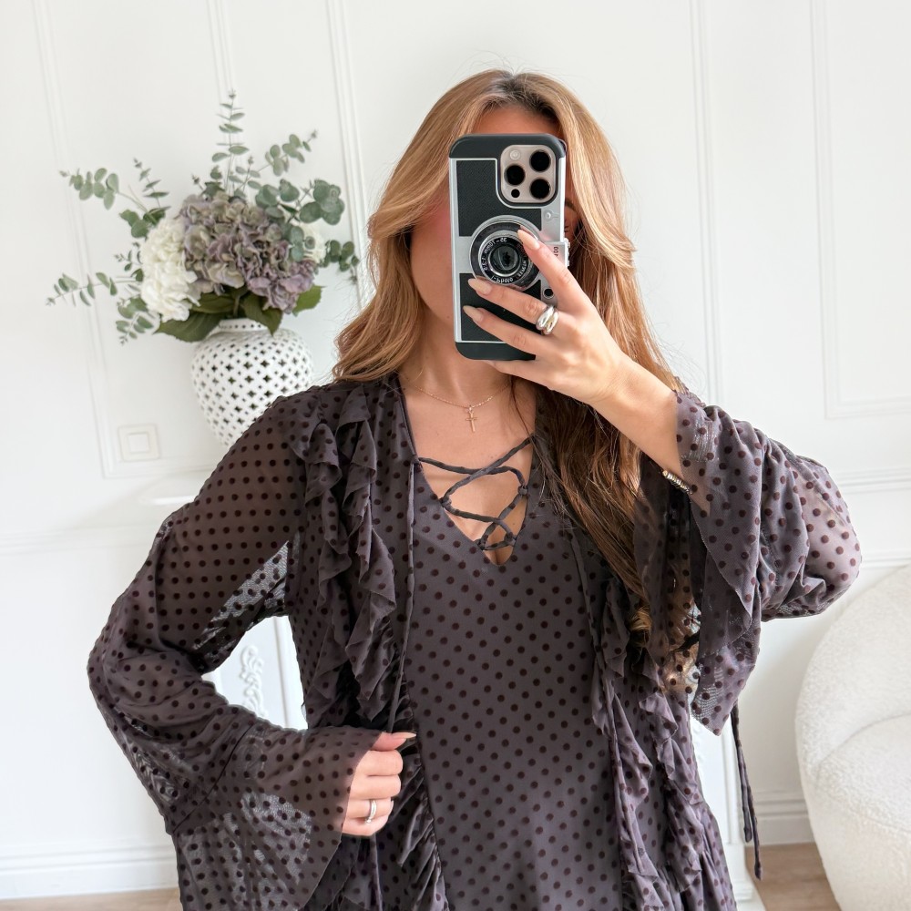 ROBE POIS VOLANTS CHOCO