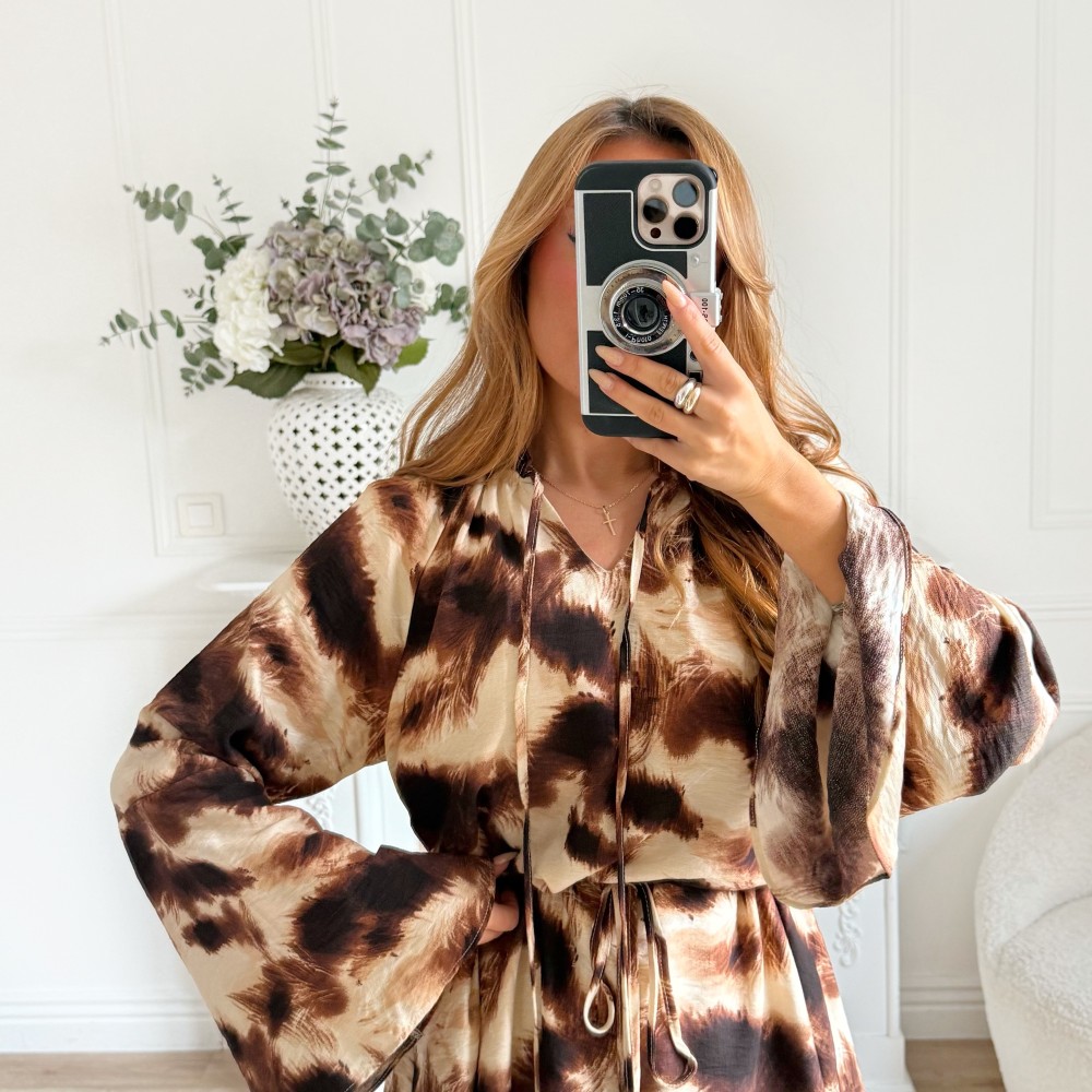 ROBE TIE AND DYE CHOCO CAMEL