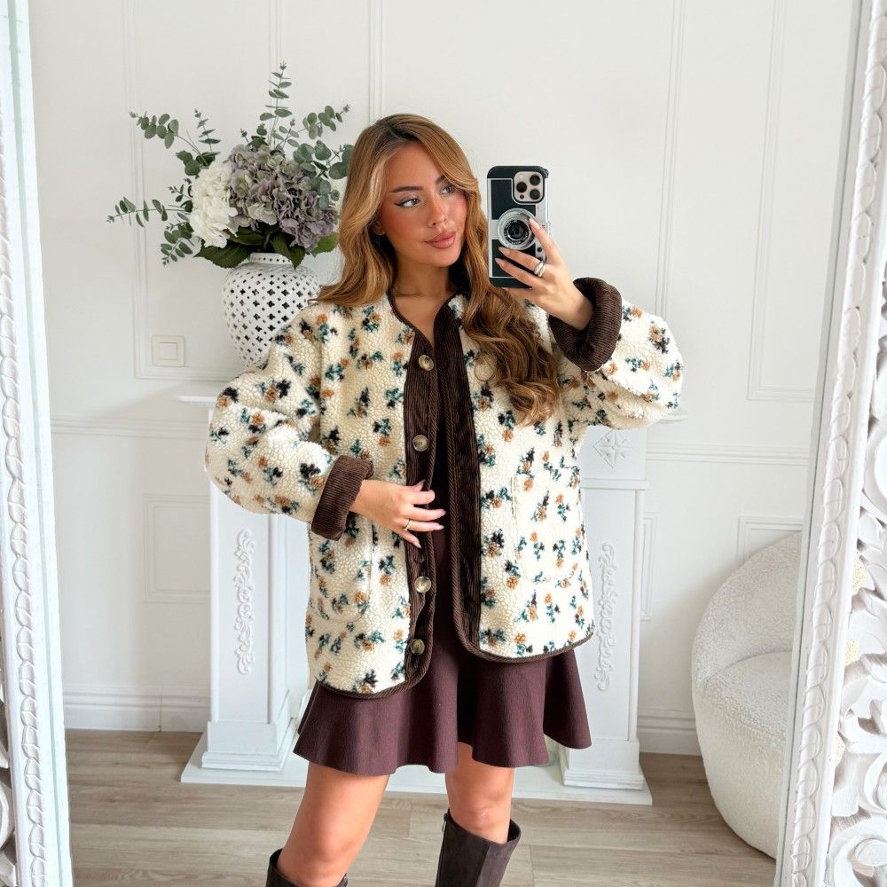 VESTE MOUMOUTE FLEURIE CHOCO