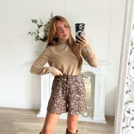 SHORT SUEDINE LEOPARD