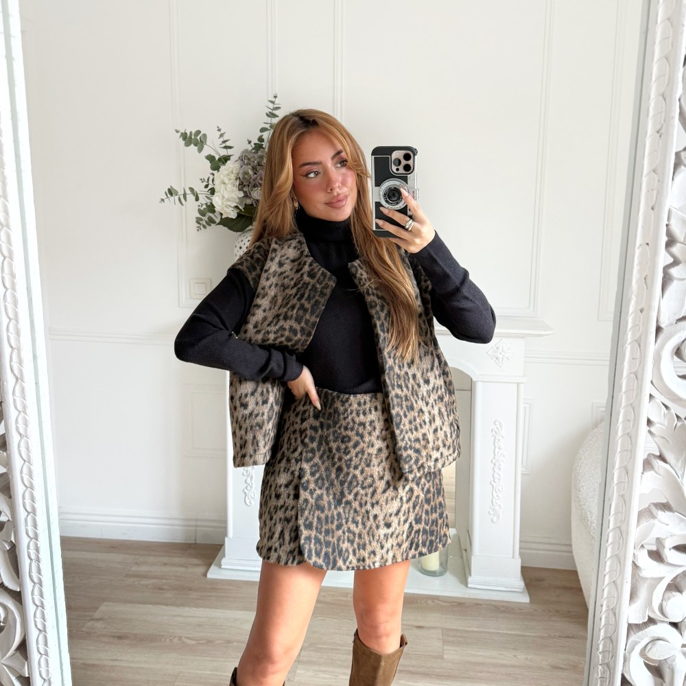 VESTE SANS MANCHE LEOPARD VESTE SANS MANCHE LEOPARD