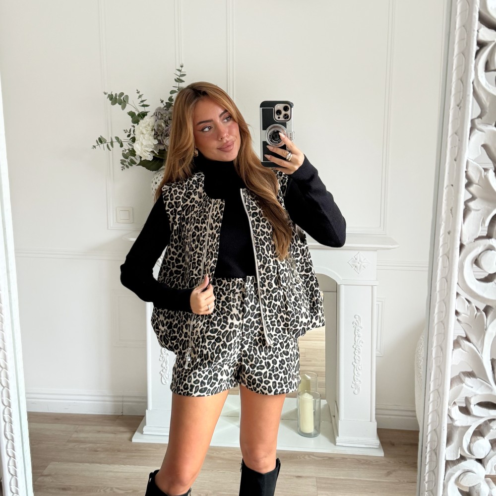 VESTE SANS MANCHE LEOPARD VESTE SANS MANCHE LEOPARD