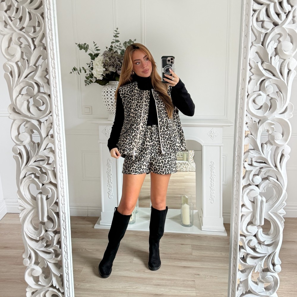 VESTE SANS MANCHE LEOPARD VESTE SANS MANCHE LEOPARD