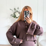 ENSEMBLE CHOCO JUPE ET GILET DETAILS GOLD