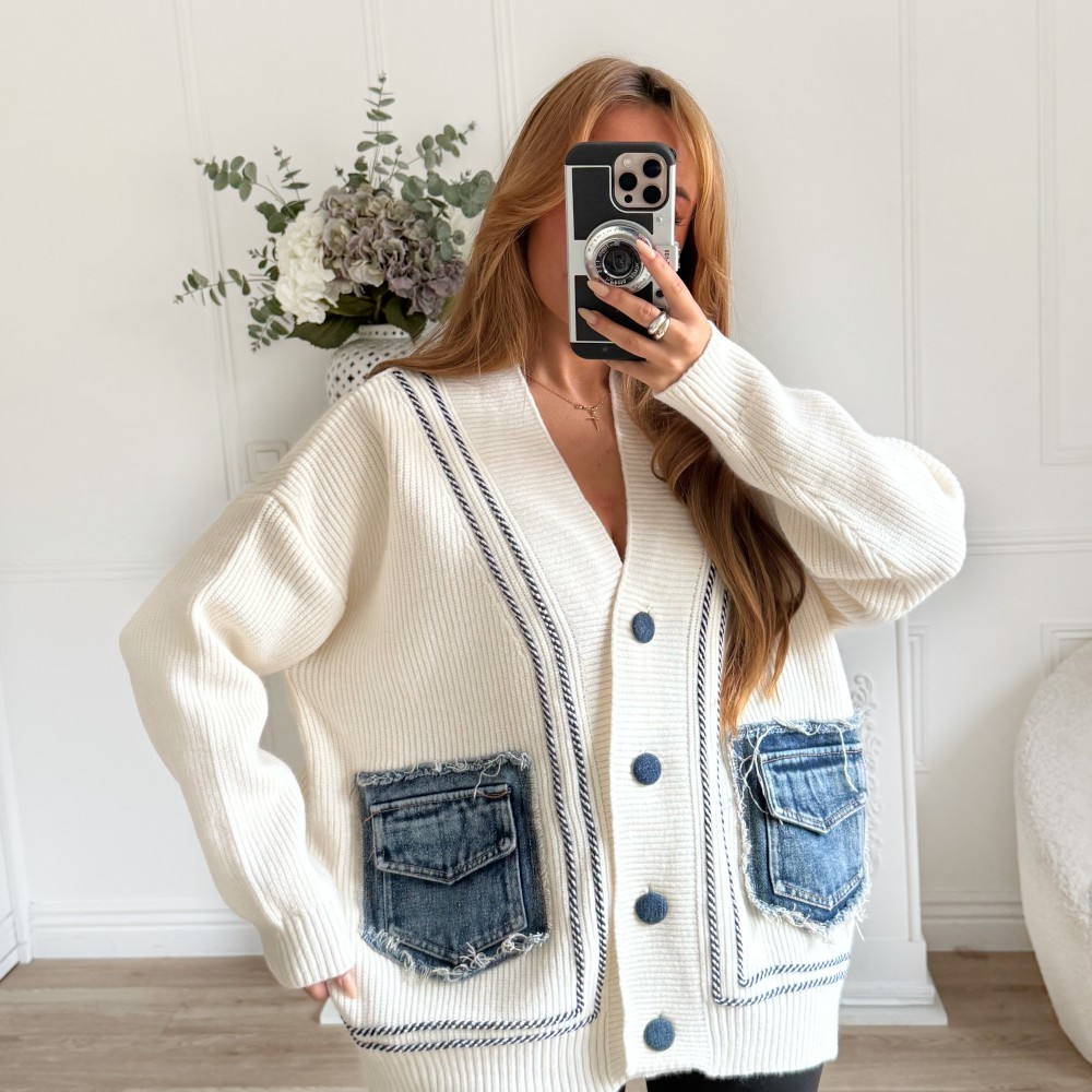 MAXI GILET POCHES EN JEAN