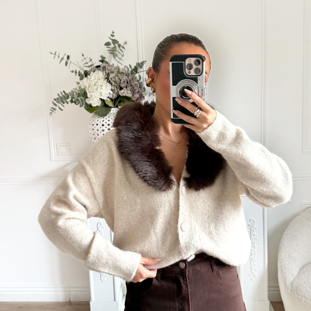 GILET NINA AVEC COL FOURRURE