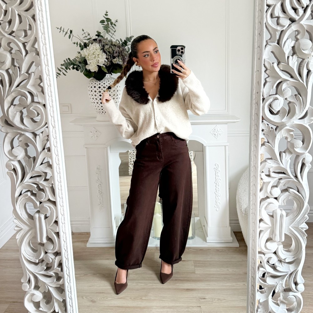 GILET NINA AVEC COL FOURRURE