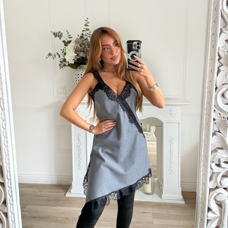 ROBE BRODERIE GRISE CAROLINE