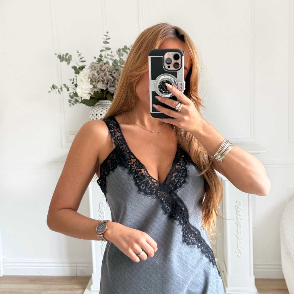 ROBE BRODERIE GRISE CAROLINE