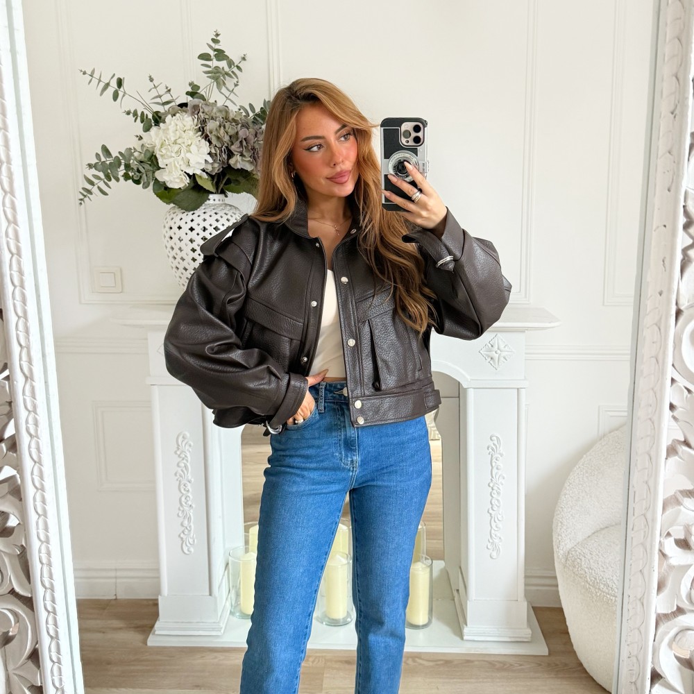 BOMBERS CHOCO SIMILI CUIR CHOCO AUDREY