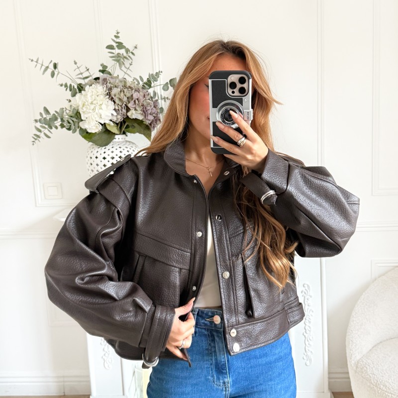 BOMBERS CHOCO SIMILI CUIR CHOCO AUDREY