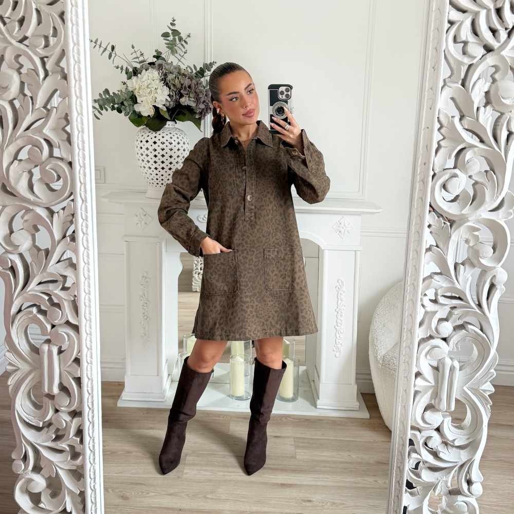 ROBE EN JEAN LEOPARD LISA