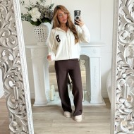 GILET SWEAT FERMETURE BEIGE FLORA