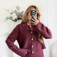 ENSEMBLE JUPE GILET BURGUNDY AWA