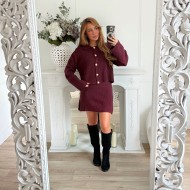 ENSEMBLE JUPE GILET BURGUNDY AWA
