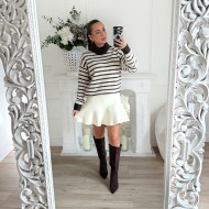 PULL SARAH COL ROULÉ RAYURES