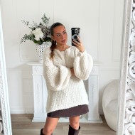 MAXI PULL DOUDOU BLANC CASSÉ