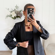 BLAZER FLUIDE NOIR MANCHES RETROUSSÉES