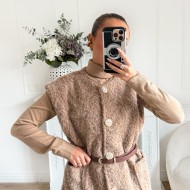 MAXI VESTE SANS MANCHE CEINTURE