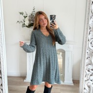 ROBE MAILLE TORSADÉE GRIS