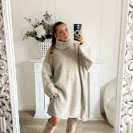 ROBE PULL COL ROULÉ TAUPE