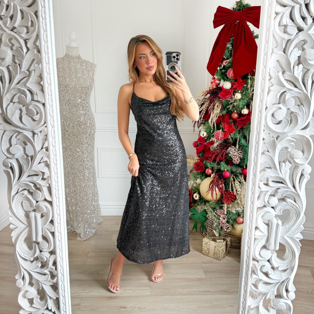 LONGUE ROBE BLACK SEQUINS JOYCE