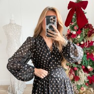 ROBE BLACK POIS DORÉS ANGÉLA