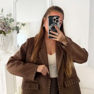 BLAZER CHOCO CLOUTÉ ZOÉ SUEDINE