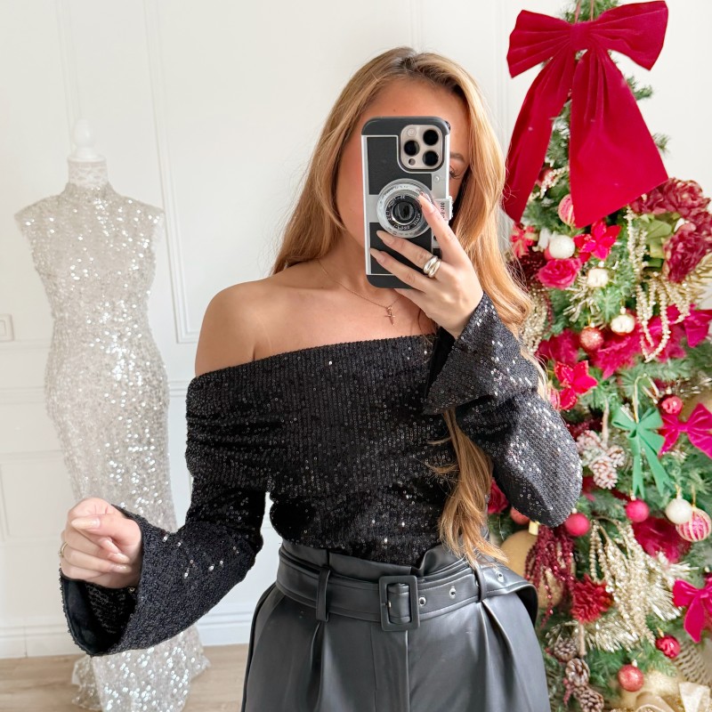 TOP COL BATEAU SEQUINS GRACE