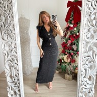 ROBE SEQUINS BOUTONS DORÉS LÉONORE